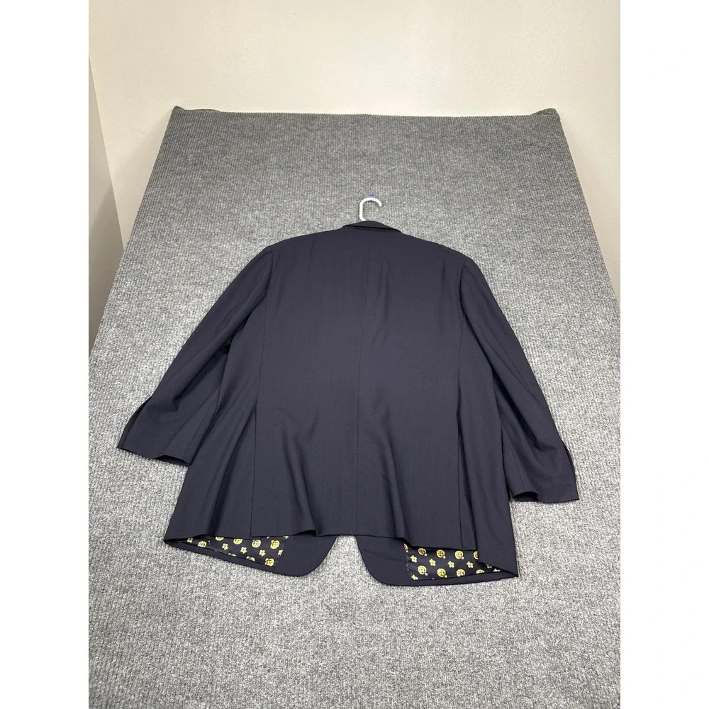 Cappelli‎ Tailors Blazer Mens XL Navy Blue Gold Button Crest Lining Preppy